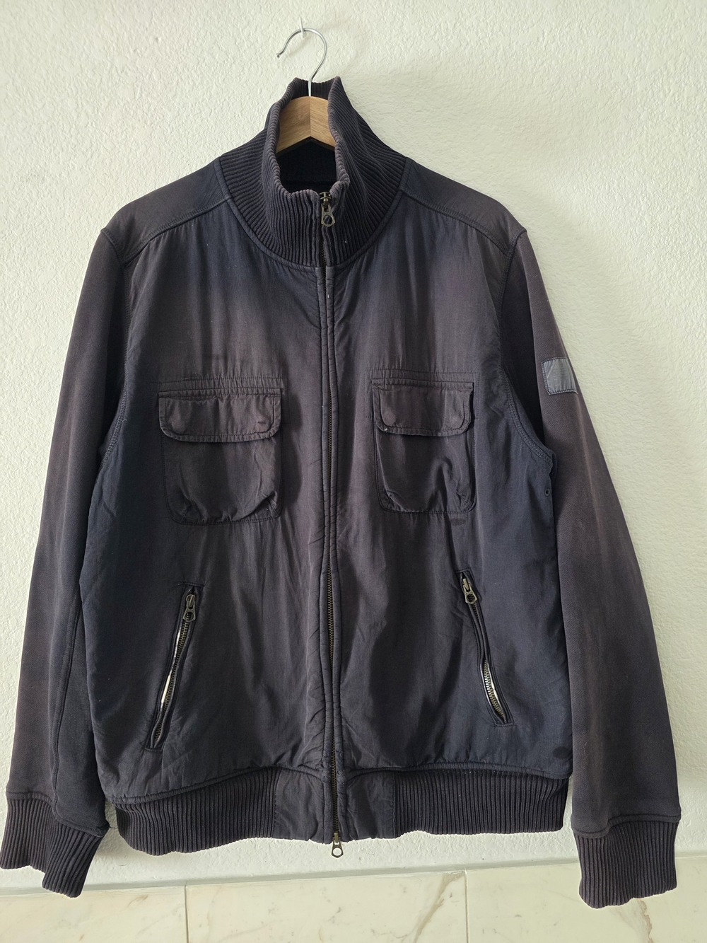 Nautica Men's Full-Zip Military  Naval  Jacket 2000s Distressed